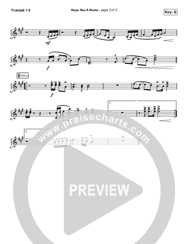 Hope Has A Name (Choral Anthem SATB) Trumpet 1,2 (Passion / Kristian Stanfill / Arr. Luke Gambill)