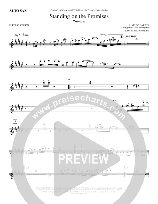 Standing On The Promises Alto Sax (Todd Billingsley)