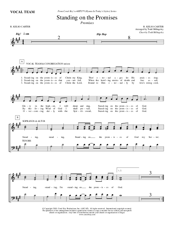 Standing On The Promises Choir Sheet (Todd Billingsley)