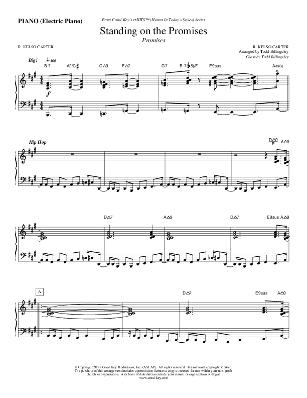 Standing On The Promises Piano Sheet (Todd Billingsley)