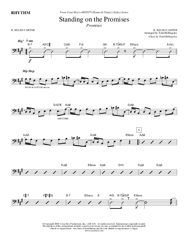 Standing On The Promises Rhythm Chart (Todd Billingsley)