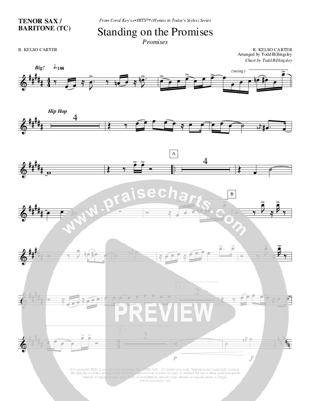 Standing On The Promises Tenor Sax/Baritone T.C. (Todd Billingsley)