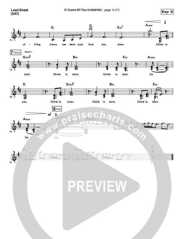 O Come All You Unfaithful (Choral Anthem SATB) Lead Sheet (SAT) (Sovereign Grace / Arr. Luke Gambill)