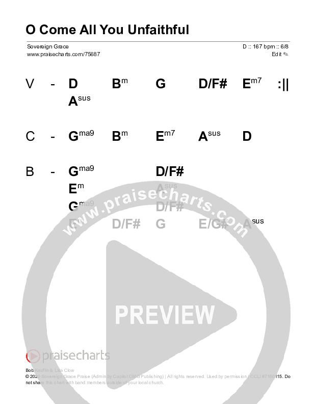 O Come All You Unfaithful (Choral Anthem SATB) Stage Chart (Sovereign Grace / Arr. Luke Gambill)