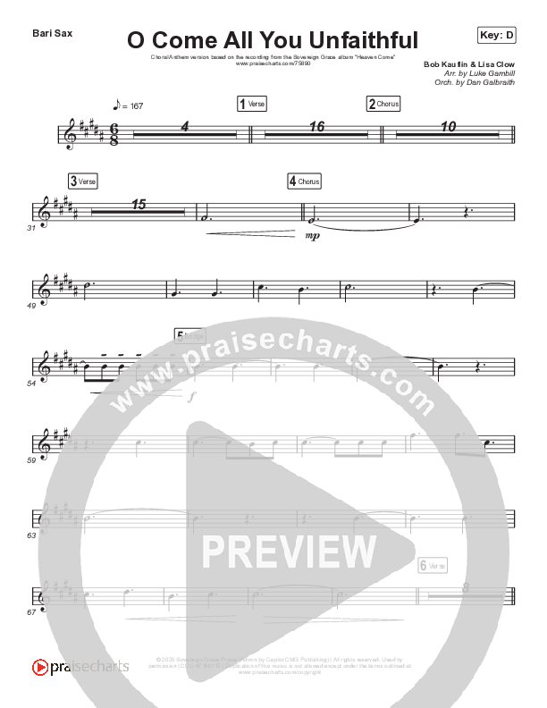 O Come All You Unfaithful (Choral Anthem SATB) Bari Sax (Sovereign Grace / Arr. Luke Gambill)