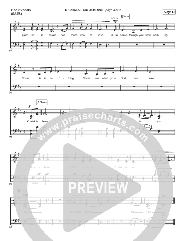 O Come All You Unfaithful (Choral Anthem SATB) Choir Sheet (SATB) (Sovereign Grace / Arr. Luke Gambill)