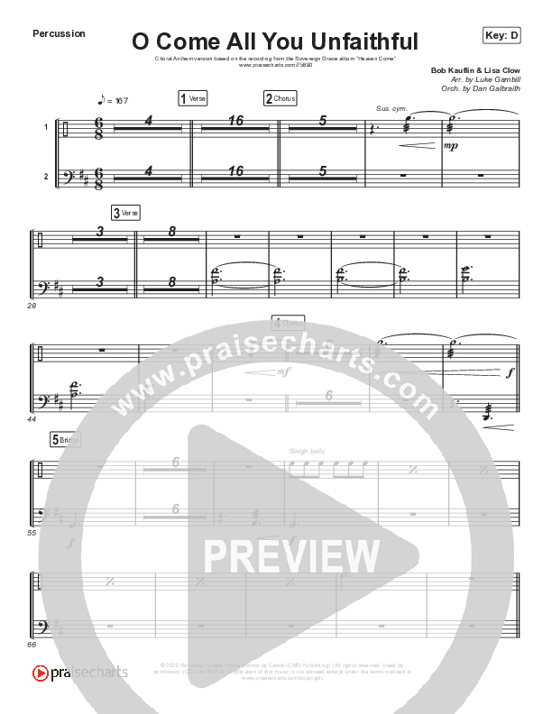 O Come All You Unfaithful (Choral Anthem SATB) Percussion (Sovereign Grace / Arr. Luke Gambill)