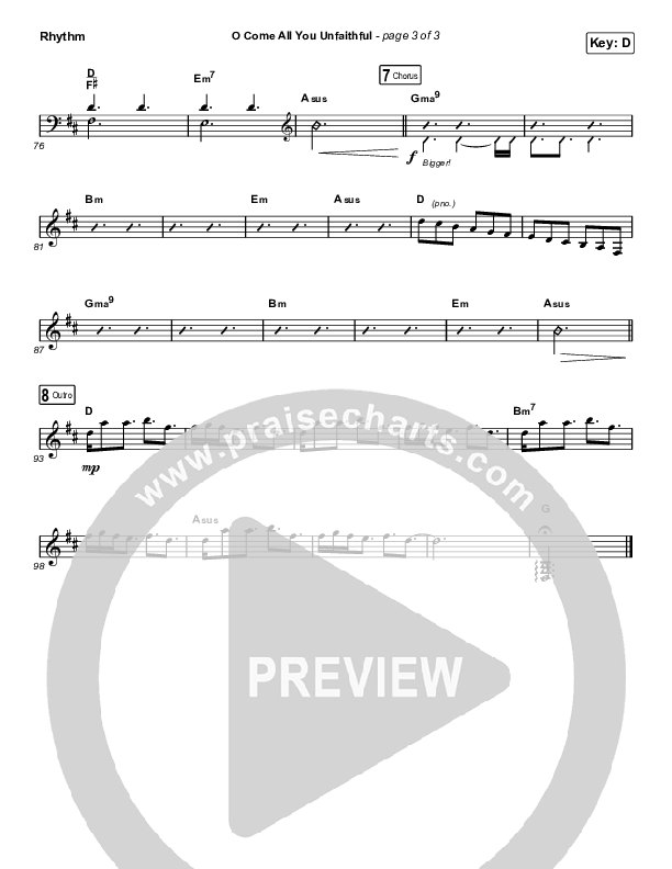 O Come All You Unfaithful (Choral Anthem SATB) Rhythm Chart (Sovereign Grace / Arr. Luke Gambill)