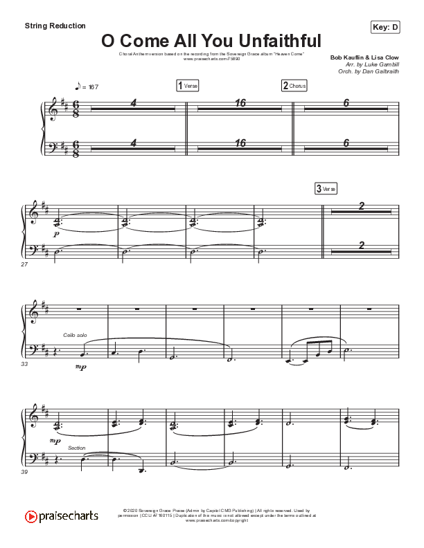 O Come All You Unfaithful (Choral Anthem SATB) String Reduction (Sovereign Grace / Arr. Luke Gambill)