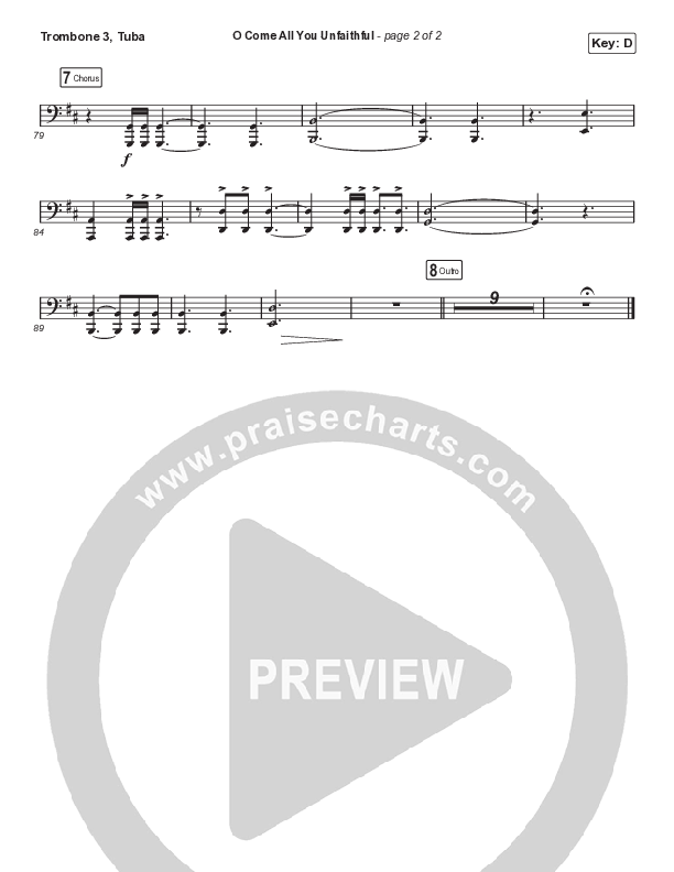 O Come All You Unfaithful (Choral Anthem SATB) Trombone 3/Tuba (Sovereign Grace / Arr. Luke Gambill)