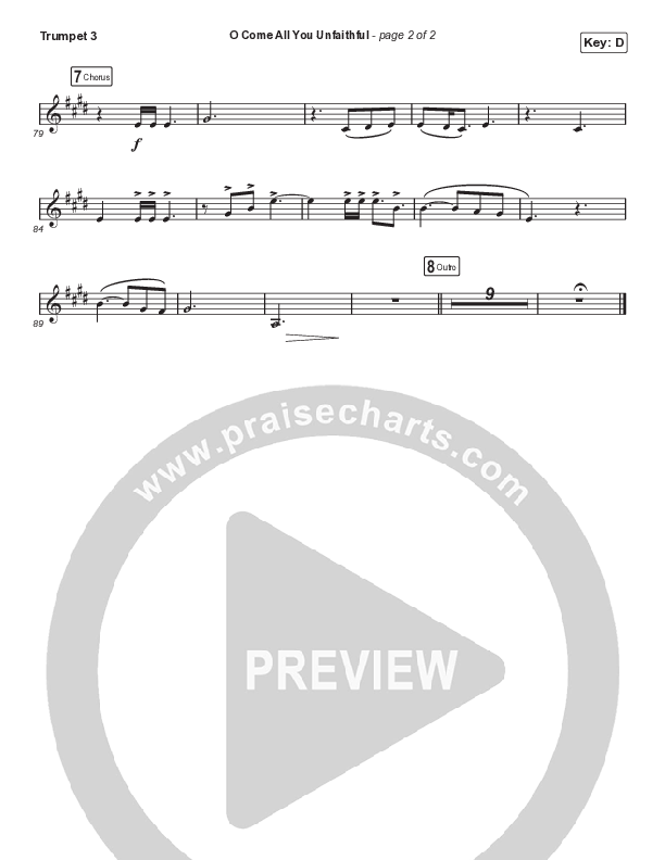 O Come All You Unfaithful (Choral Anthem SATB) Trumpet 3 (Sovereign Grace / Arr. Luke Gambill)