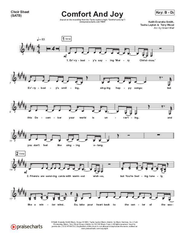 Comfort And Joy Choir Vocals (SATB) (Tasha Layton)