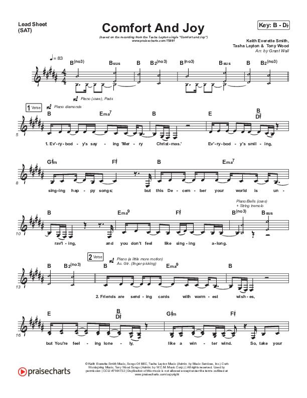 Comfort And Joy Lead Sheet (SAT) (Tasha Layton)