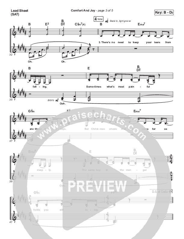 Comfort And Joy Lead Sheet (SAT) (Tasha Layton)