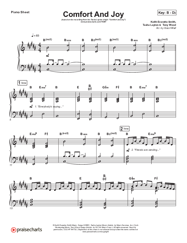 Comfort And Joy Piano Sheet (Tasha Layton)
