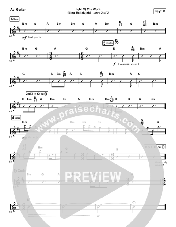 Light Of The World (Sing Hallelujah) (Choral Anthem SATB) Acoustic Guitar (We The Kingdom / Arr. Luke Gambill)