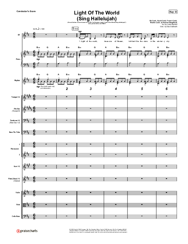 Light Of The World (Sing Hallelujah) (Choral Anthem SATB) Conductor's Score (We The Kingdom / Arr. Luke Gambill)