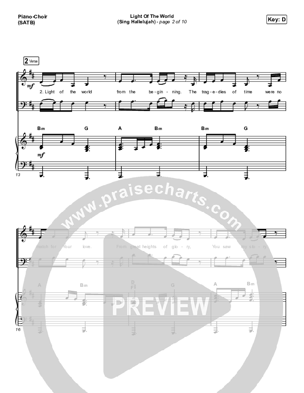 Light Of The World (Sing Hallelujah) (Choral Anthem SATB) Piano/Choir (SATB) (We The Kingdom / Arr. Luke Gambill)