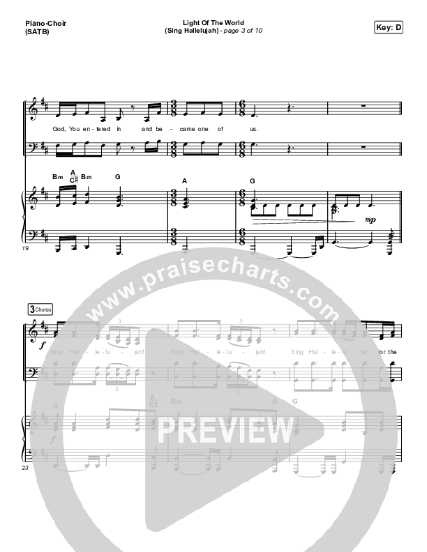 Light Of The World (Sing Hallelujah) (Choral Anthem SATB) Piano/Choir (SATB) (We The Kingdom / Arr. Luke Gambill)