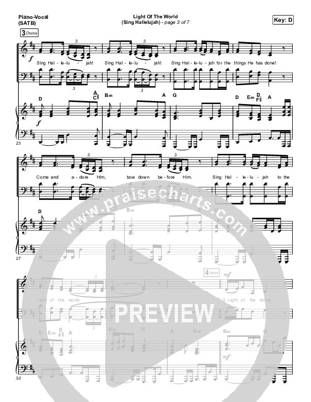 Light Of The World (Sing Hallelujah) (Choral Anthem SATB) Piano/Vocal (SATB) (We The Kingdom / Arr. Luke Gambill)