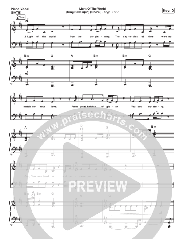 Light Of The World (Sing Hallelujah) (Choral) Piano/Vocal (SATB) (PraiseCharts Choral / We The Kingdom / Arr. Luke Gambill)