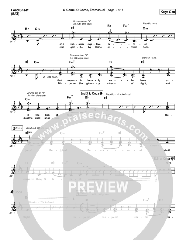 O Come O Come Emmanuel Lead Sheet (SAT) (for KING & COUNTRY)