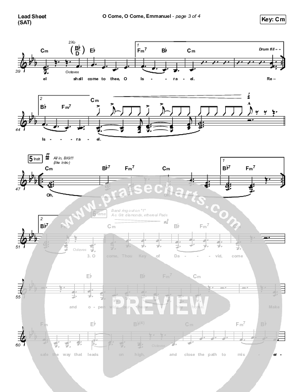O Come O Come Emmanuel Lead Sheet (SAT) (for KING & COUNTRY)