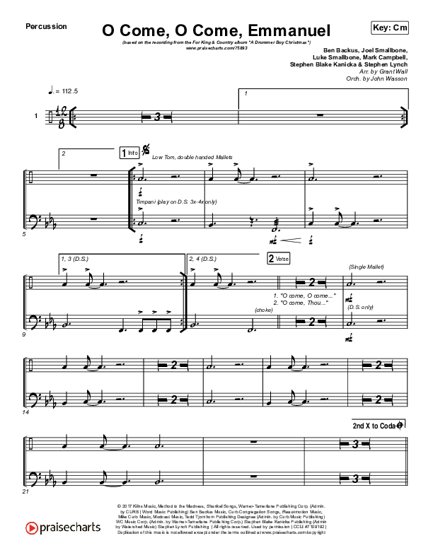 O Come O Come Emmanuel Percussion (for KING & COUNTRY)