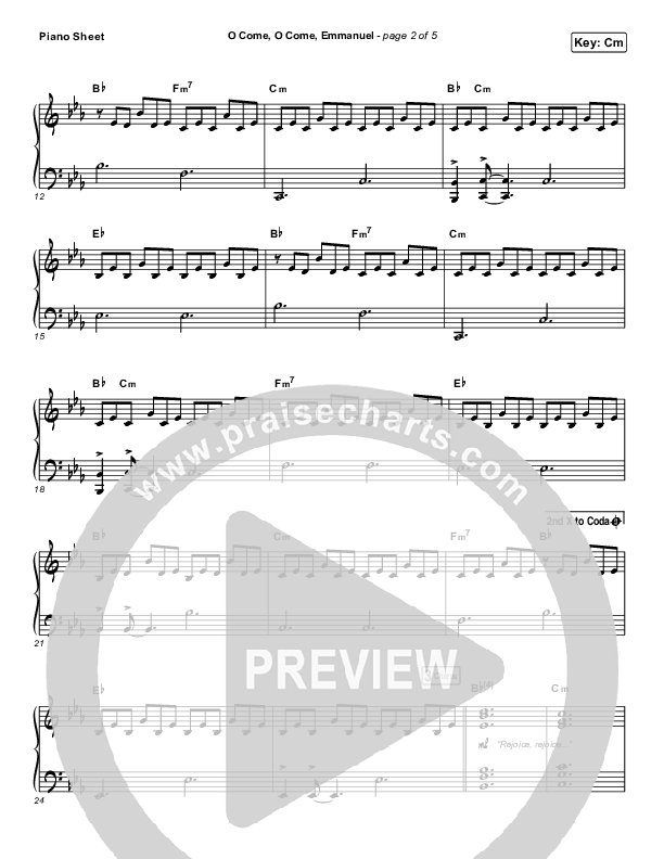 O Come O Come Emmanuel Piano Sheet (for KING & COUNTRY)