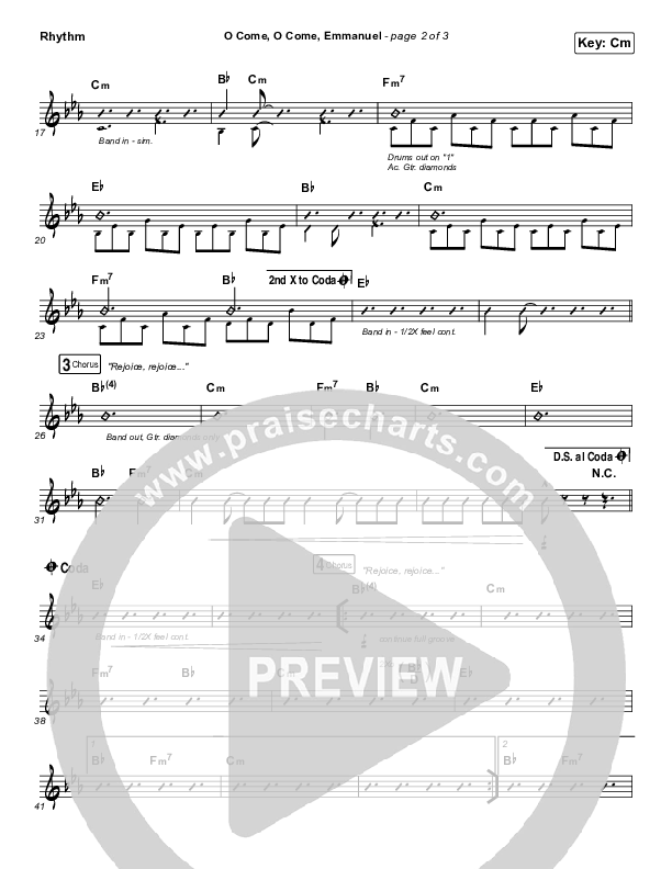 O Come O Come Emmanuel Rhythm Chart (for KING & COUNTRY)