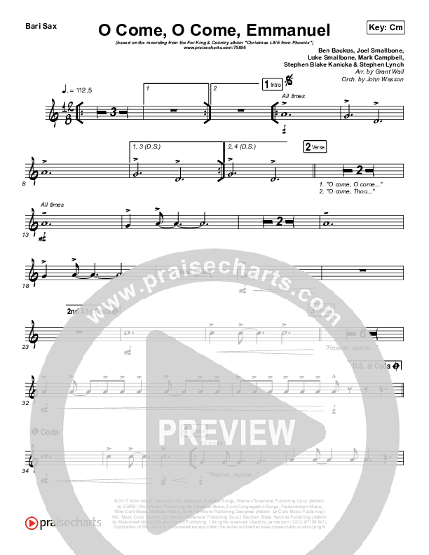 O Come O Come Emmanuel Bari Sax (for KING & COUNTRY)