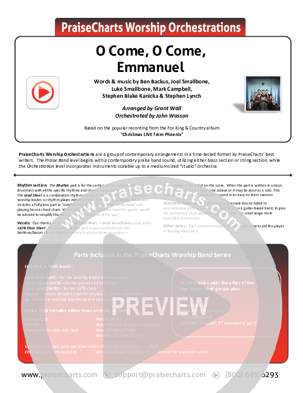 O Come O Come Emmanuel Cover Sheet (for KING & COUNTRY)