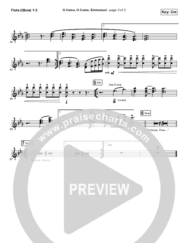 O Come O Come Emmanuel Flute/Oboe 1/2/3 (for KING & COUNTRY)