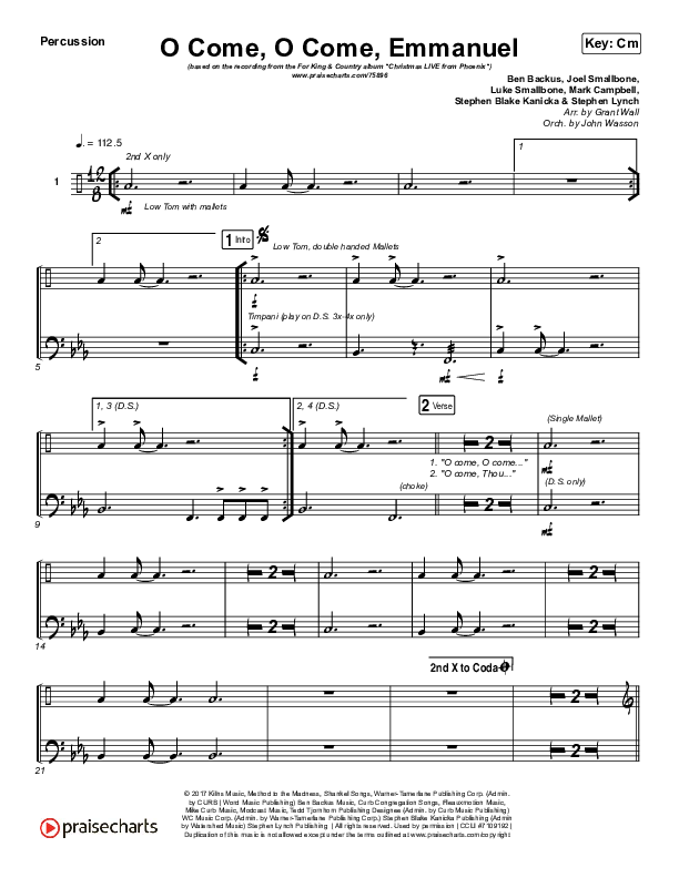 O Come O Come Emmanuel Percussion (for KING & COUNTRY)