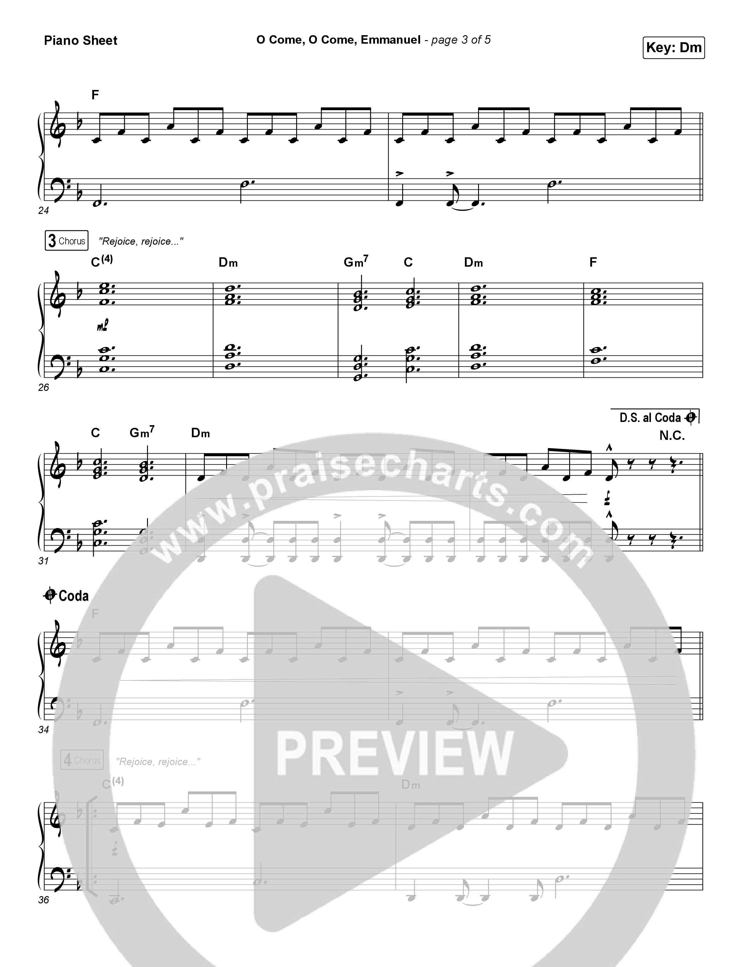 O Come O Come Emmanuel Piano Sheet (for KING & COUNTRY)