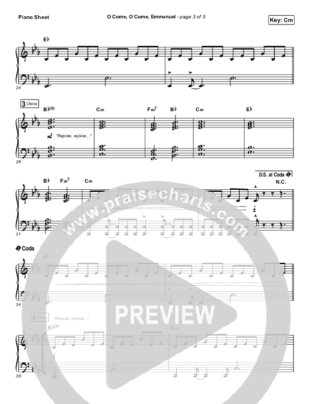 O Come O Come Emmanuel Piano Sheet (for KING & COUNTRY)