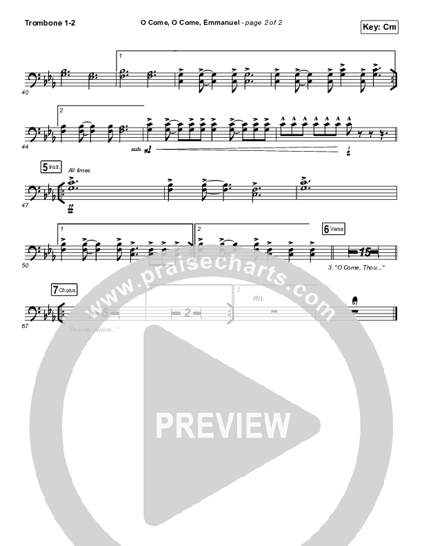 O Come O Come Emmanuel Trombone 1/2 (for KING & COUNTRY)