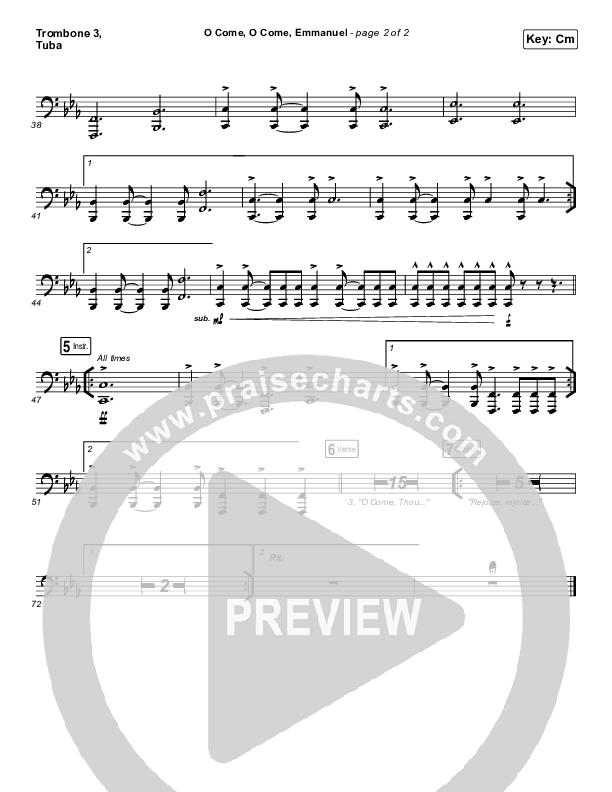 O Come O Come Emmanuel Trombone 3/Tuba (for KING & COUNTRY)