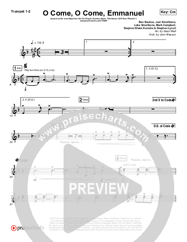 O Come O Come Emmanuel Brass Pack (for KING & COUNTRY)