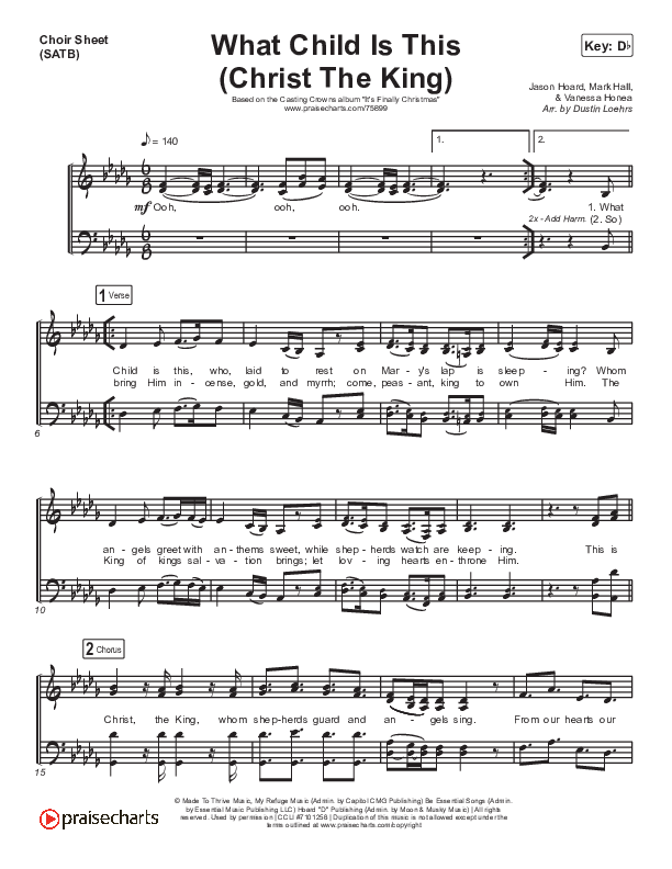 What Child Is This (Christ The King) Choir Vocals (SATB) (Casting Crowns)