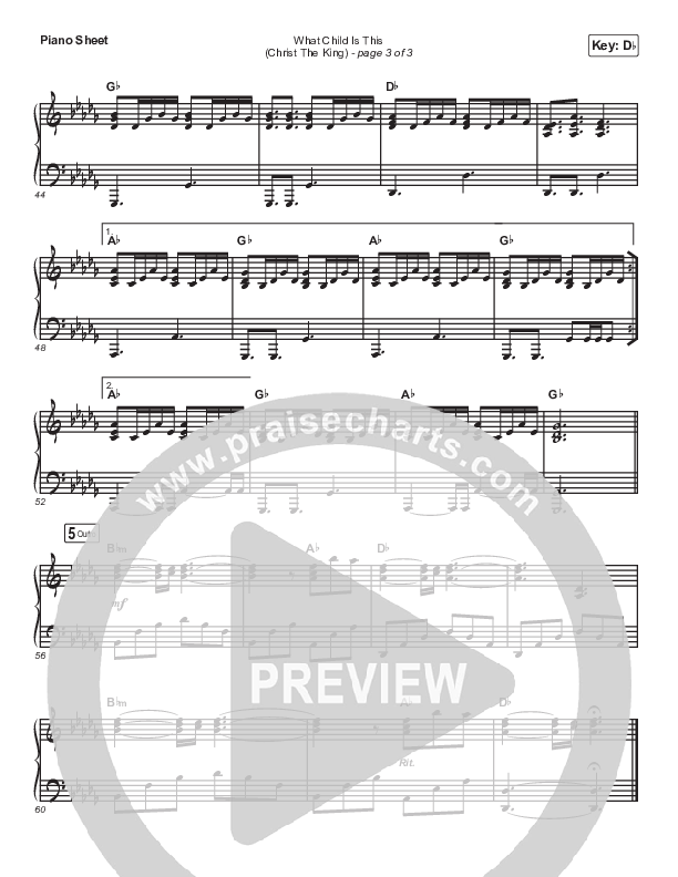 What Child Is This (Christ The King) Piano Sheet (Casting Crowns)