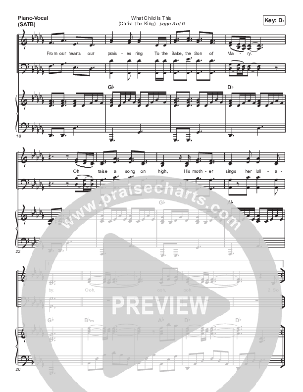 What Child Is This (Christ The King) Piano/Vocal Pack (Casting Crowns)