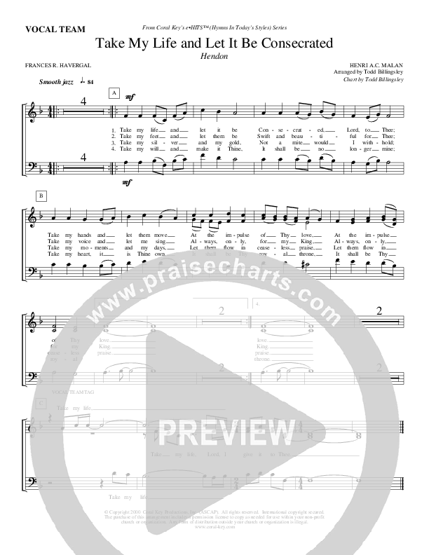 Take My Life And Let It Be Consecrated Choir Sheet (Todd Billingsley)