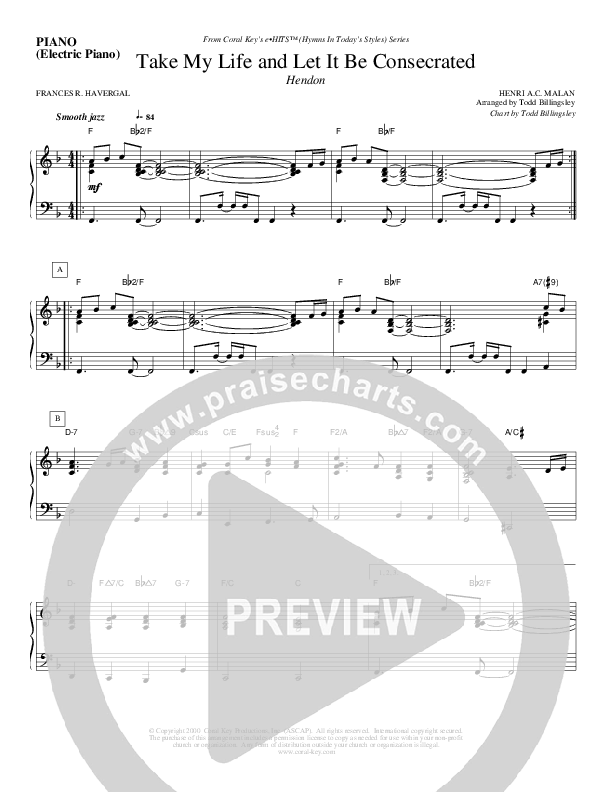 Take My Life And Let It Be Consecrated Piano Sheet (Todd Billingsley)