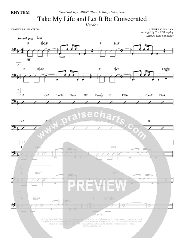 Take My Life And Let It Be Consecrated Rhythm Chart (Todd Billingsley)
