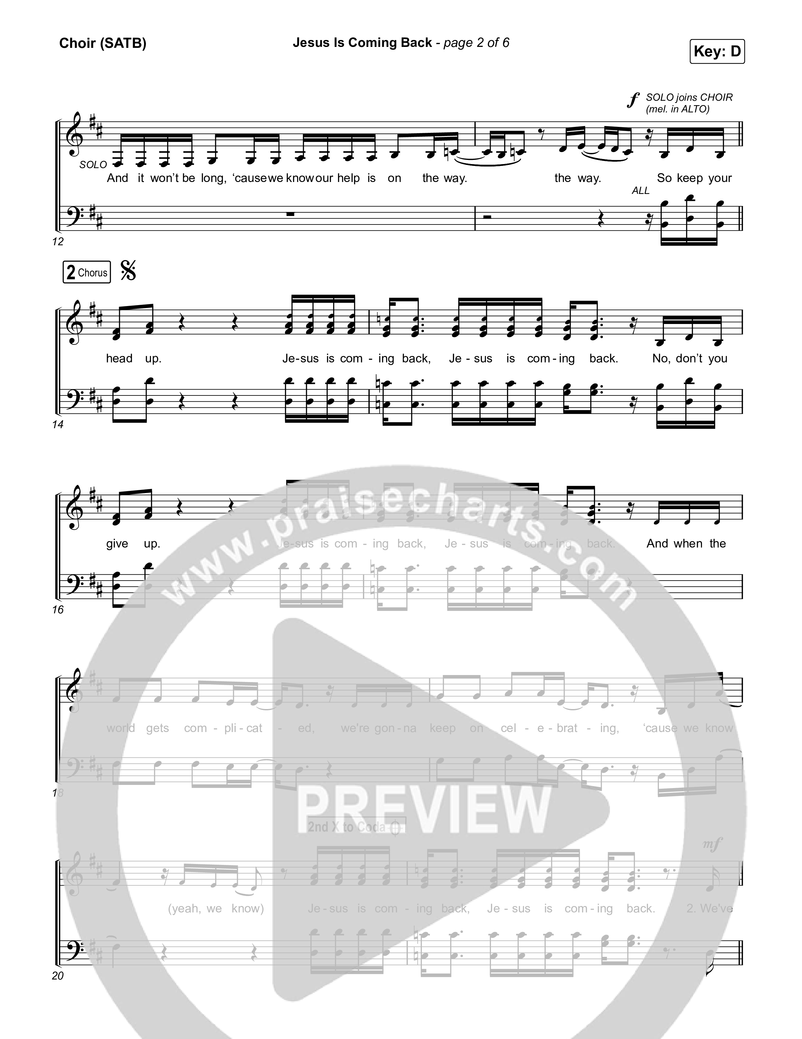 Jesus Is Coming Back Choir Sheet (SATB) (Jordan Feliz)
