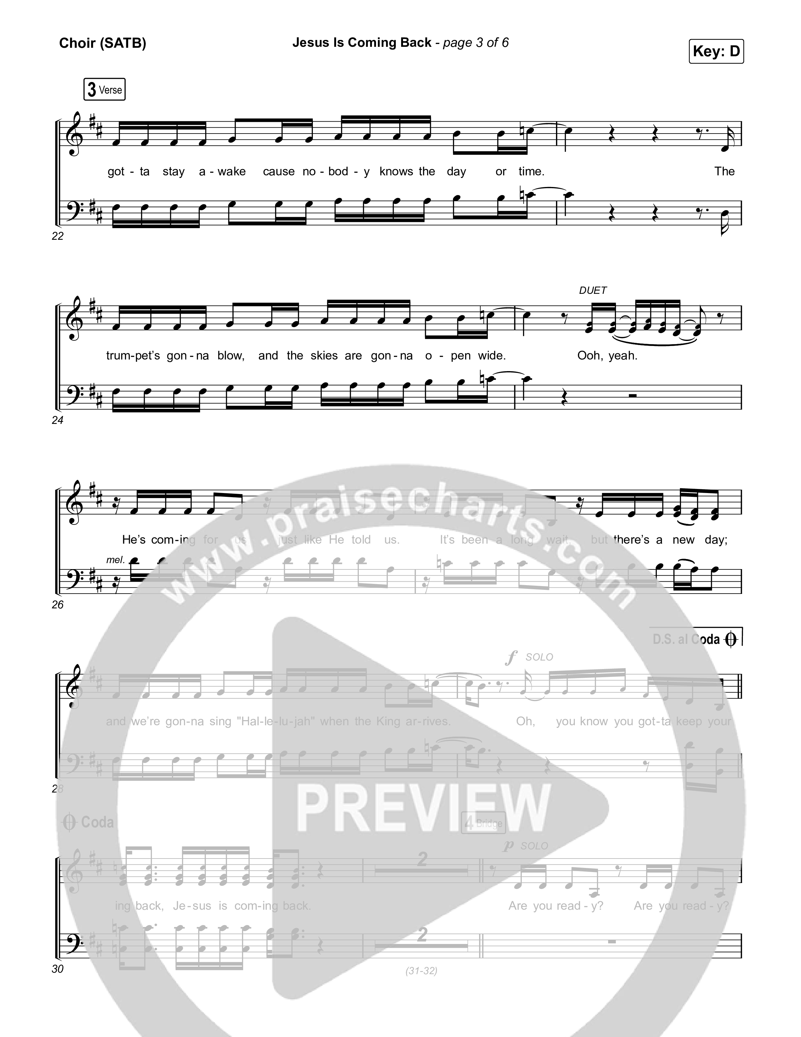 Jesus Is Coming Back Choir Sheet (SATB) (Jordan Feliz)