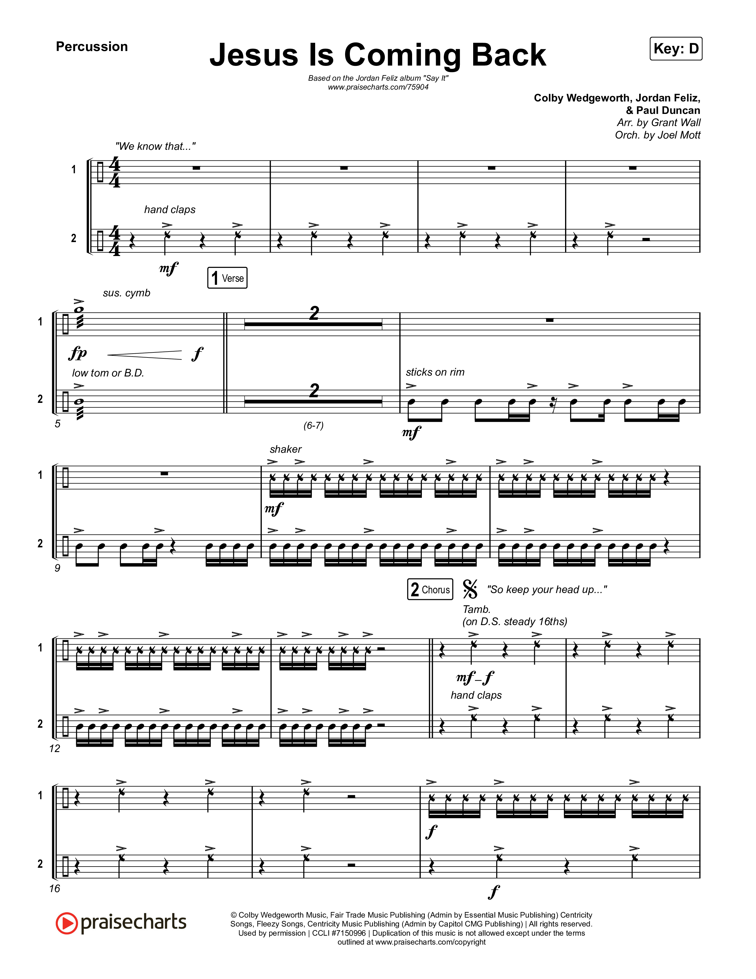 Jesus Is Coming Back Percussion (Jordan Feliz)