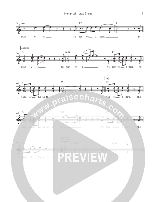 Immanuel Lead Sheet (Willamette Music)