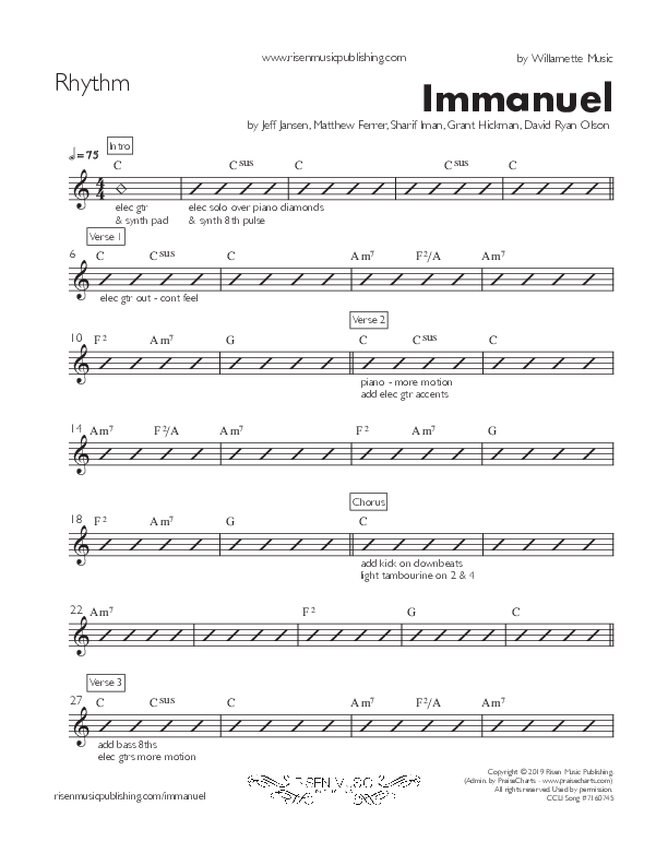 Immanuel Rhythm Chart (Willamette Music)